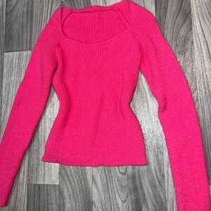 Hot pink long sleeve top sweater material